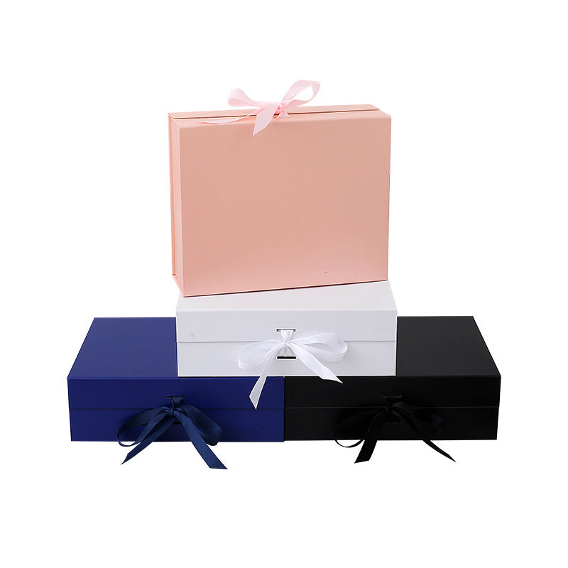 Premium 100% Recycled Paper Foldable Gift Box with Fixed Ribbon Magnetic Wedding Boxes