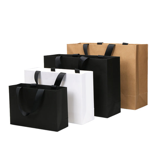Custom Printed Logo Luxury White Black Paper Bag Recyclable Biodegradable Retail Boutique Shopping Gift Bags Clothing Shoes Bag
