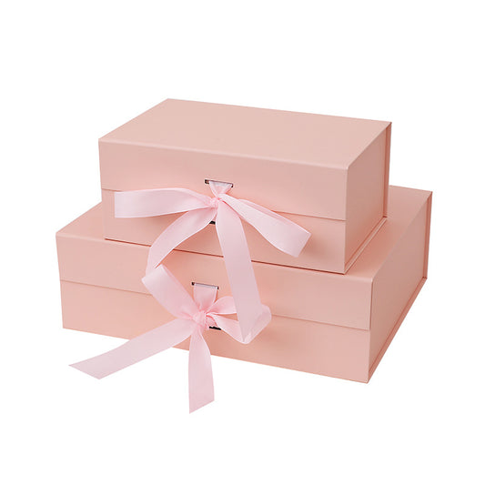 Premium 100% Recycled Paper Foldable Gift Box with Fixed Ribbon Magnetic Wedding Boxes