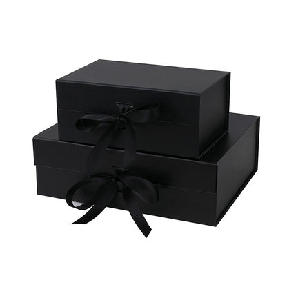 Premium 100% Recycled Paper Foldable Gift Box with Fixed Ribbon Magnetic Wedding Boxes