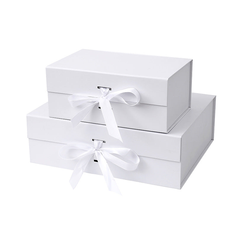 Premium 100% Recycled Paper Foldable Gift Box with Fixed Ribbon Magnetic Wedding Boxes