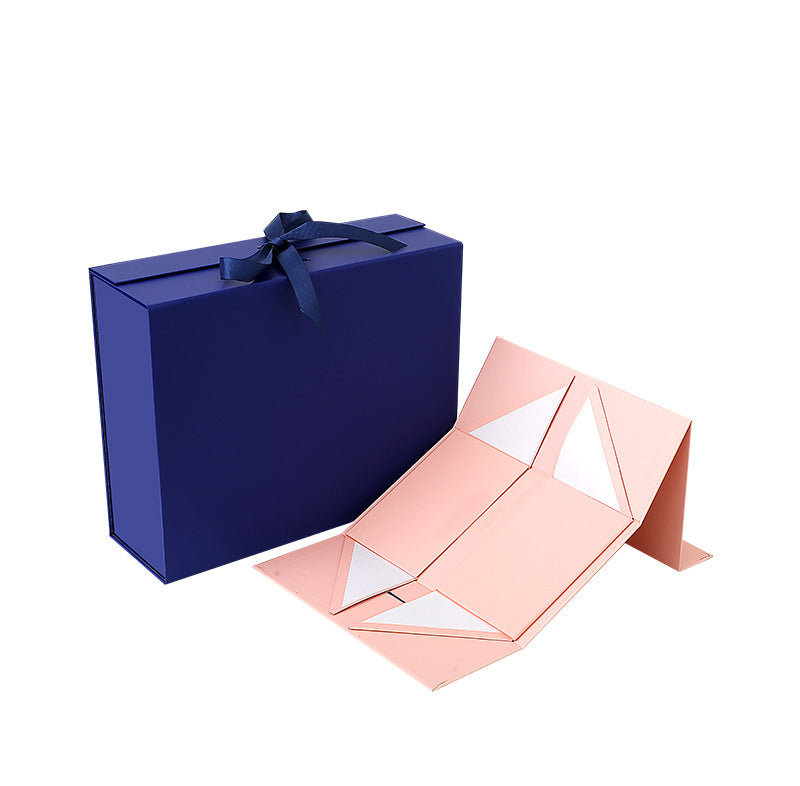 Premium 100% Recycled Paper Foldable Gift Box with Fixed Ribbon Magnetic Wedding Boxes